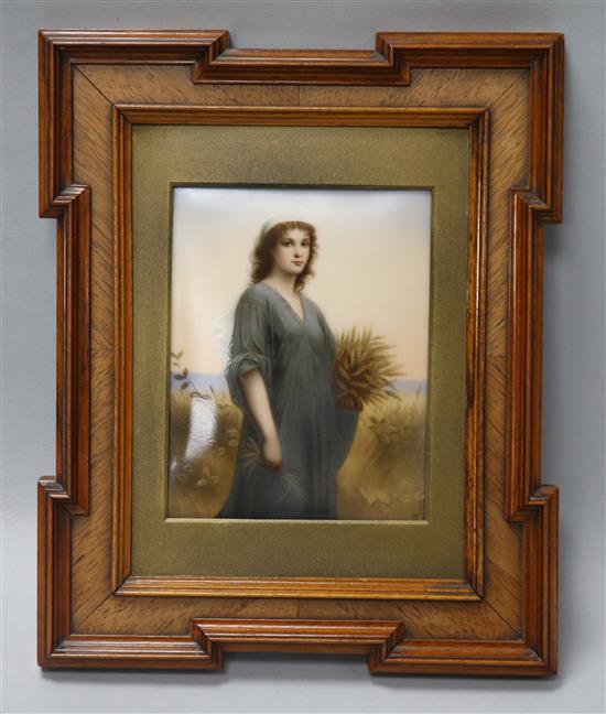A Berlin / Vienna porcelain plaque, depicting Ruth, 4.5 x 3.5in.